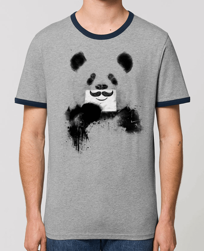 Unisex ringer t-shirt Ringer Funny Panda by Balàzs Solti