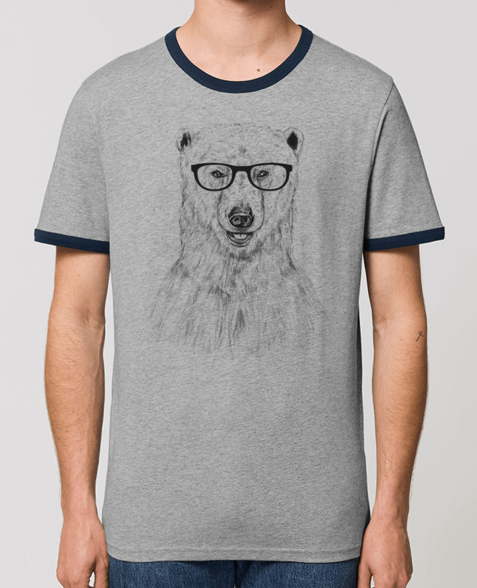 Unisex ringer t-shirt Ringer Geek Bear by Balàzs Solti
