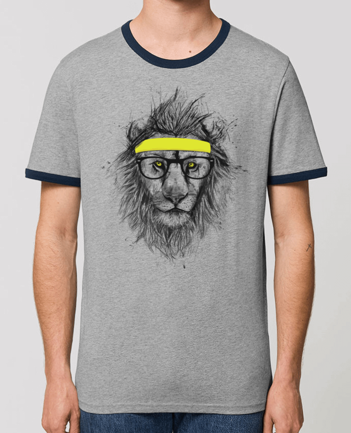 Unisex ringer t-shirt Ringer Hipster Lion by Balàzs Solti
