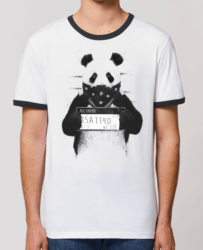 T-Shirt Contrasté Unisexe Stanley RINGER Bad panda by Balàzs Solti