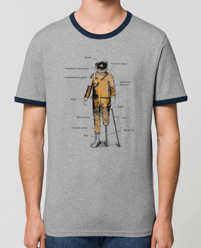 Unisex ringer t-shirt Ringer Astropirate with text by Florent Bodart