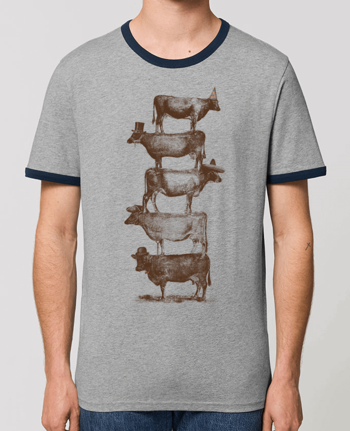 Unisex ringer t-shirt Ringer Cow Cow Nuts by Florent Bodart