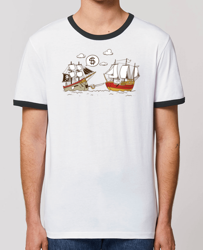 Unisex ringer t-shirt Ringer Pirate by flyingmouse365