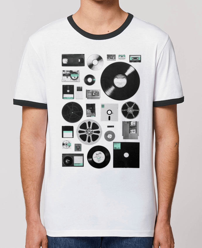 Unisex ringer t-shirt Ringer Data by Florent Bodart