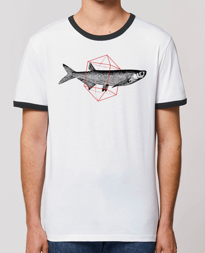 Unisex ringer t-shirt Ringer Fish in geometrics by Florent Bodart