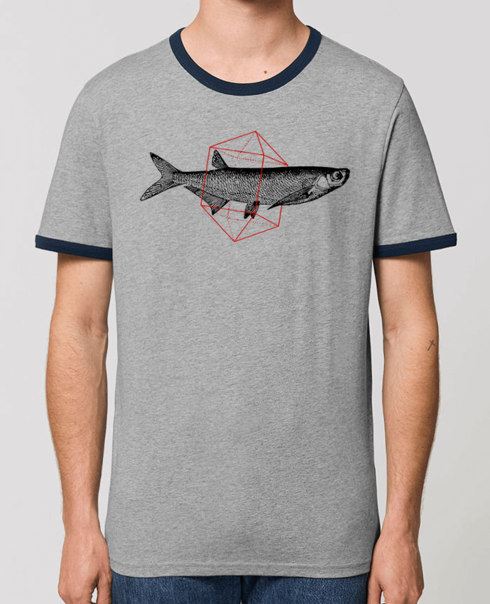 Unisex ringer t-shirt Ringer Fish in geometrics by Florent Bodart