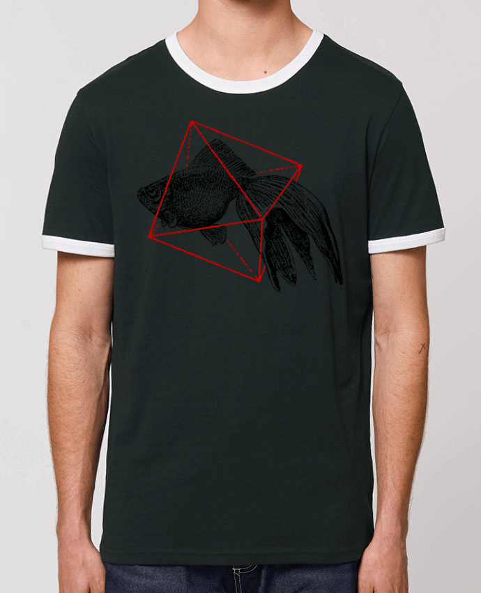 Unisex ringer t-shirt Ringer Fish in geometrics II by Florent Bodart