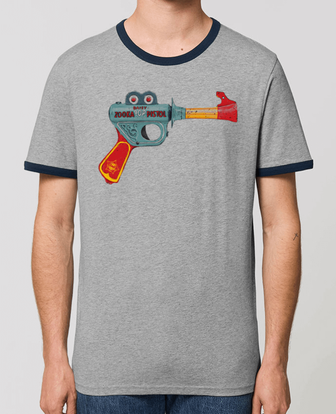 Unisex ringer t-shirt Ringer Gun Toy by Florent Bodart