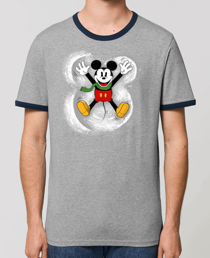T-Shirt Contrasté Unisexe Stanley RINGER Mickey in snow by Florent Bodart