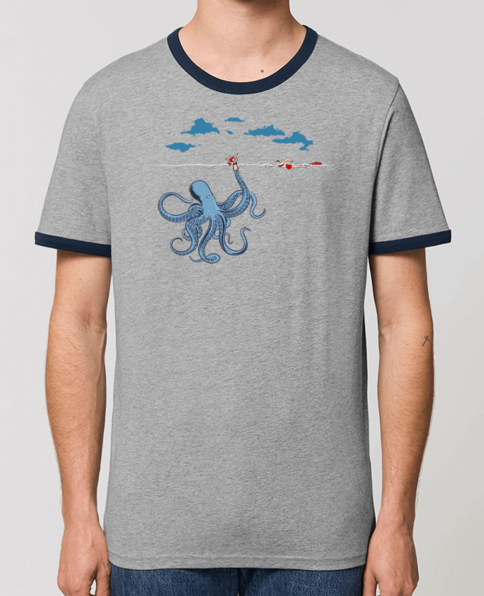 Unisex ringer t-shirt Ringer Octo Trap by flyingmouse365