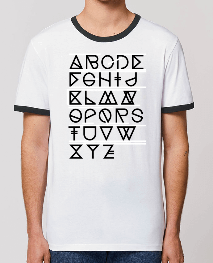 Unisex ringer t-shirt Ringer Geometrical ABC White by na.hili