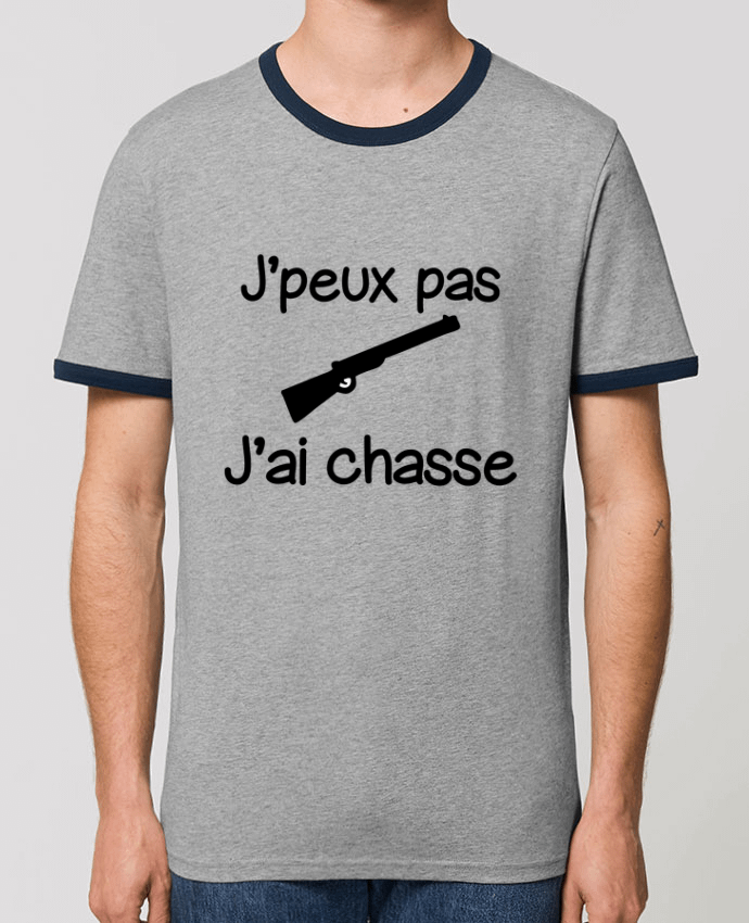 Unisex ringer t-shirt Ringer J'peux pas j'ai chasse - Chasseur by Benichan