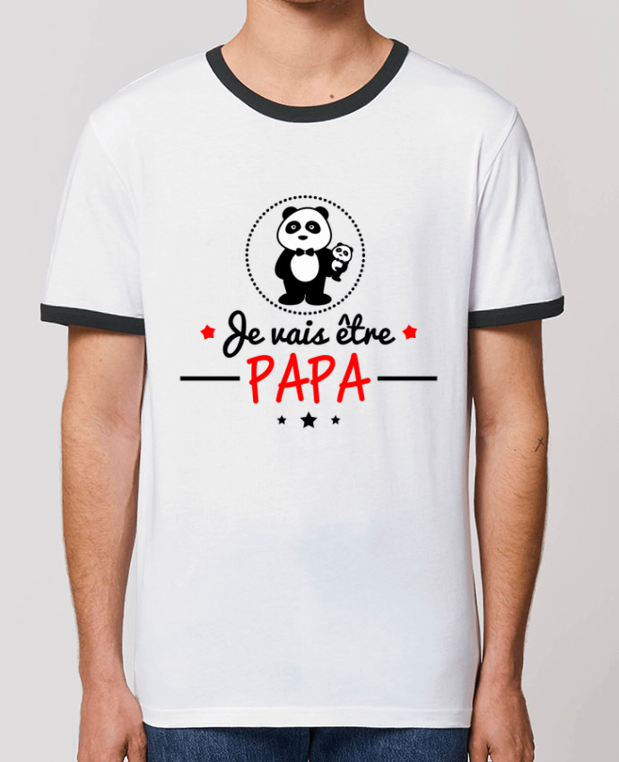 CAMISETA BORDES EN CONTRASTE UNISEX Stanley RINGER Bientôt papa , Futur père por Benichan
