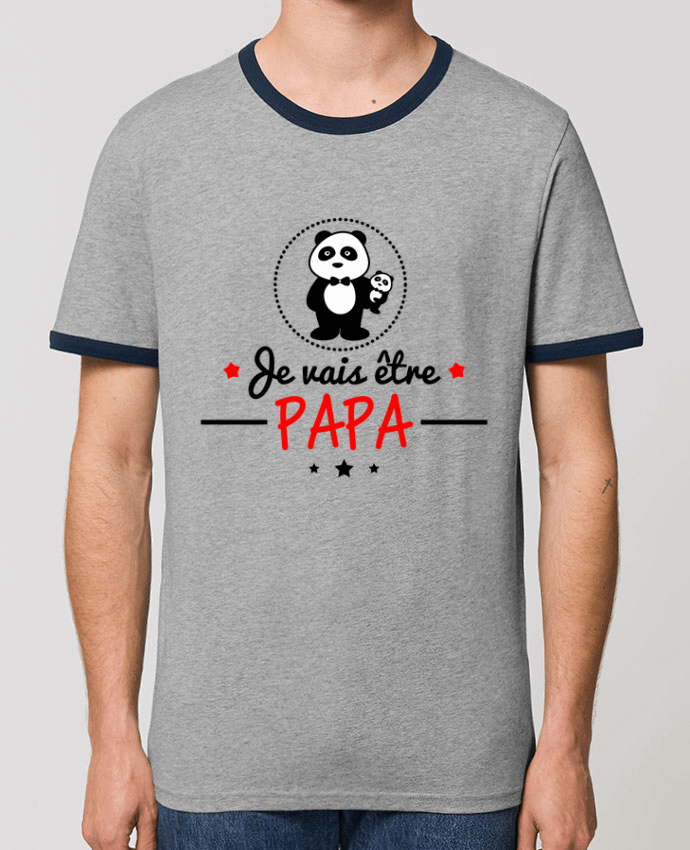 CAMISETA BORDES EN CONTRASTE UNISEX Stanley RINGER Bientôt papa , Futur père por Benichan