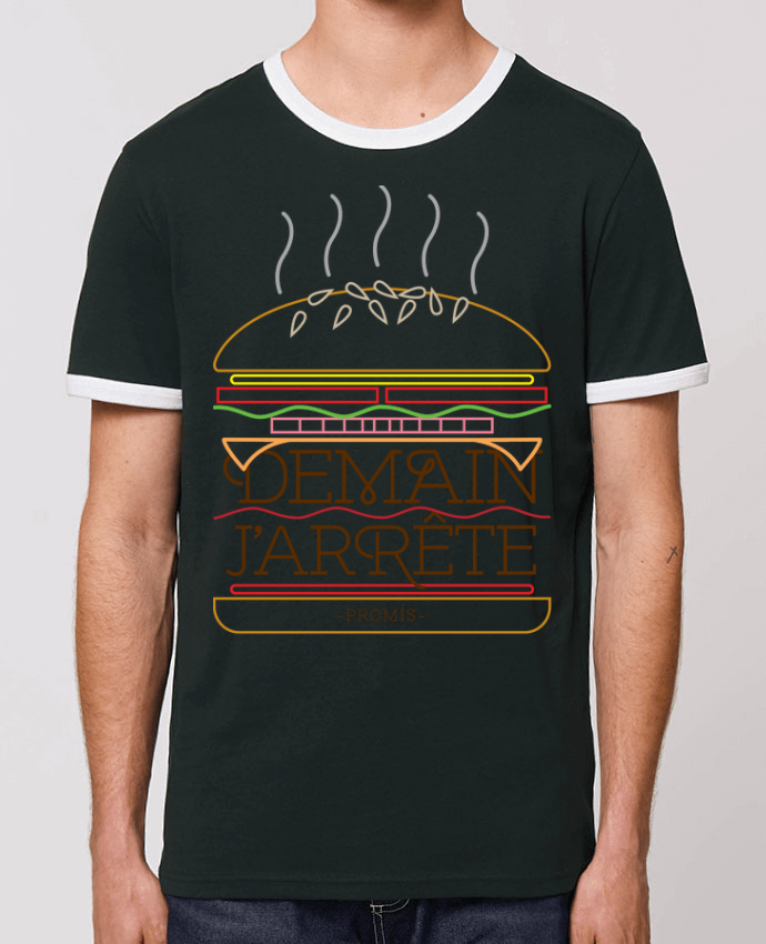 T-Shirt Contrasté Unisexe Stanley RINGER Promis, j'arrête les burgers by Promis