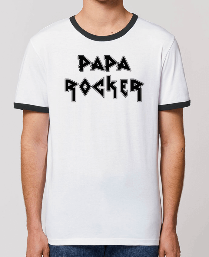 Unisex ringer t-shirt Ringer Papa rocker by tunetoo