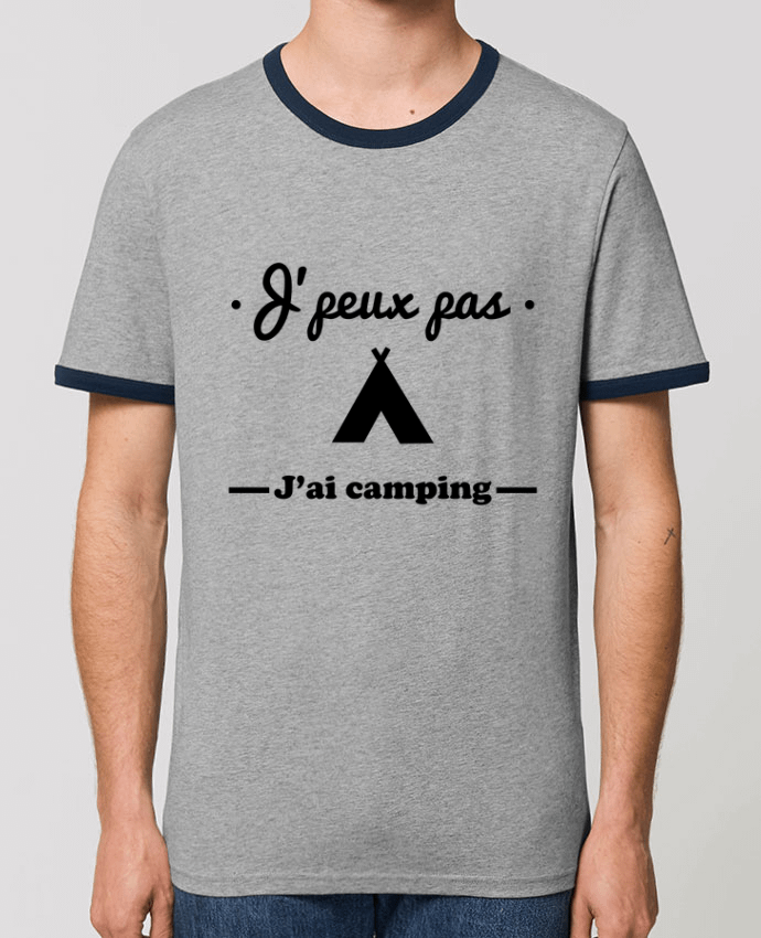 Unisex ringer t-shirt Ringer J'peux pas j'ai camping by Benichan