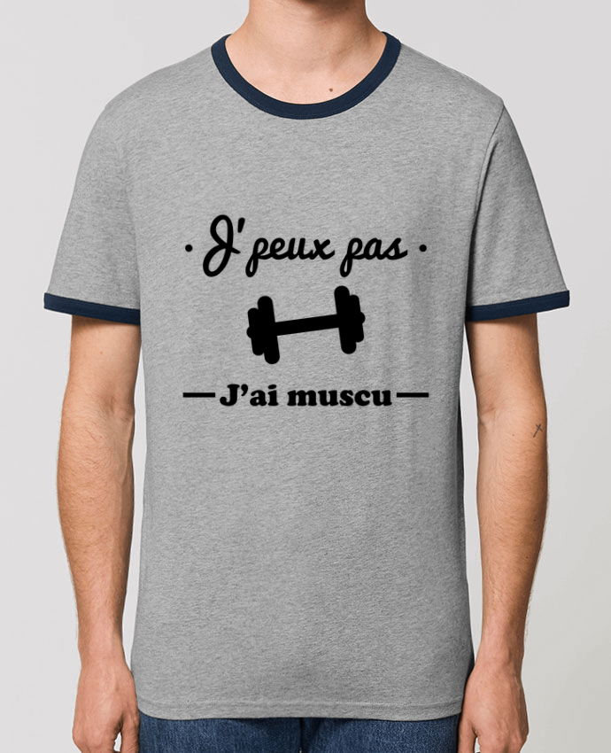 Unisex ringer t-shirt Ringer J'peux pas j'ai muscu, musculation by Benichan