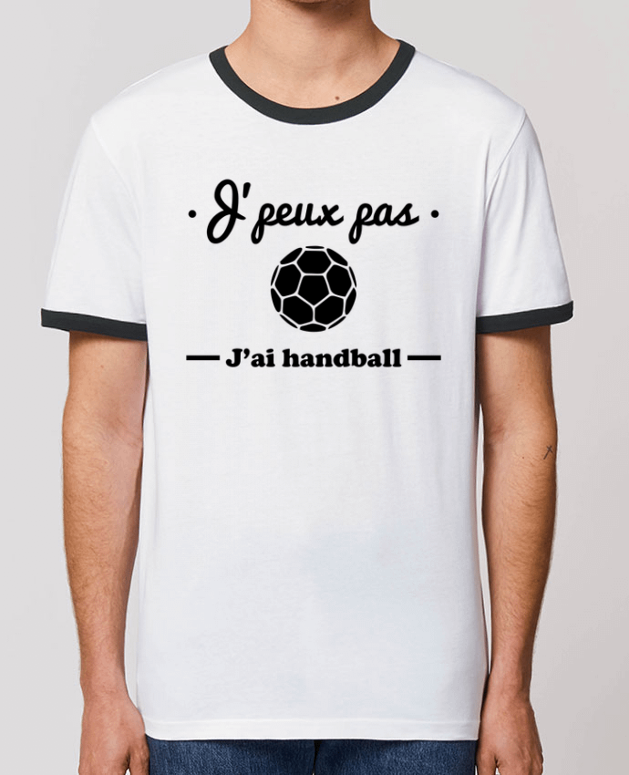 T-Shirt Contrasté Unisexe Stanley RINGER J'peux pas j'ai handball ,  tee shirt handball, hand by Benichan