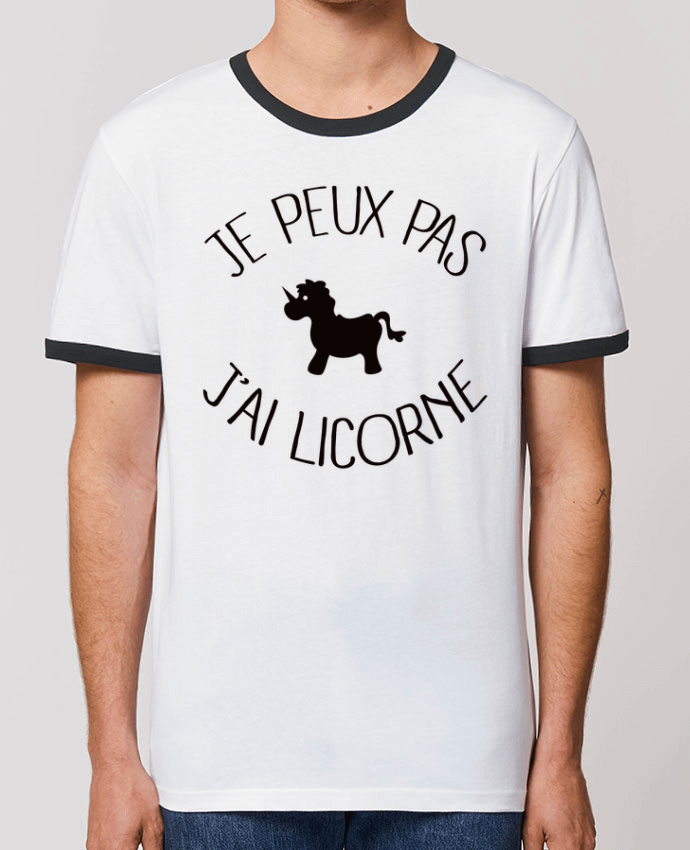 CAMISETA BORDES EN CONTRASTE UNISEX Stanley RINGER Je peux pas j'ai licorne por Freeyourshirt.com