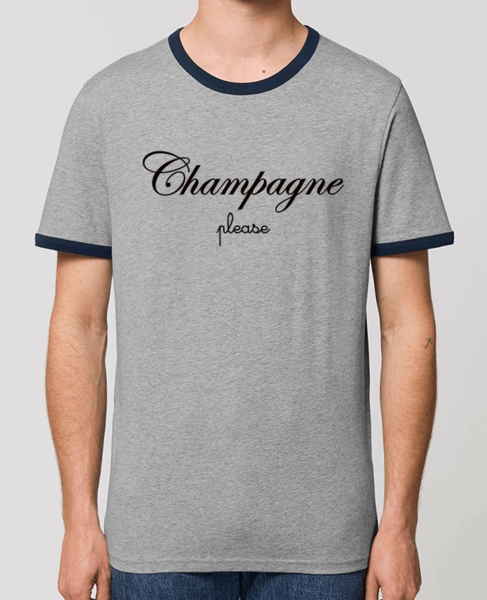 T-Shirt Contrasté Unisexe Stanley RINGER Champagne Please by Freeyourshirt.com