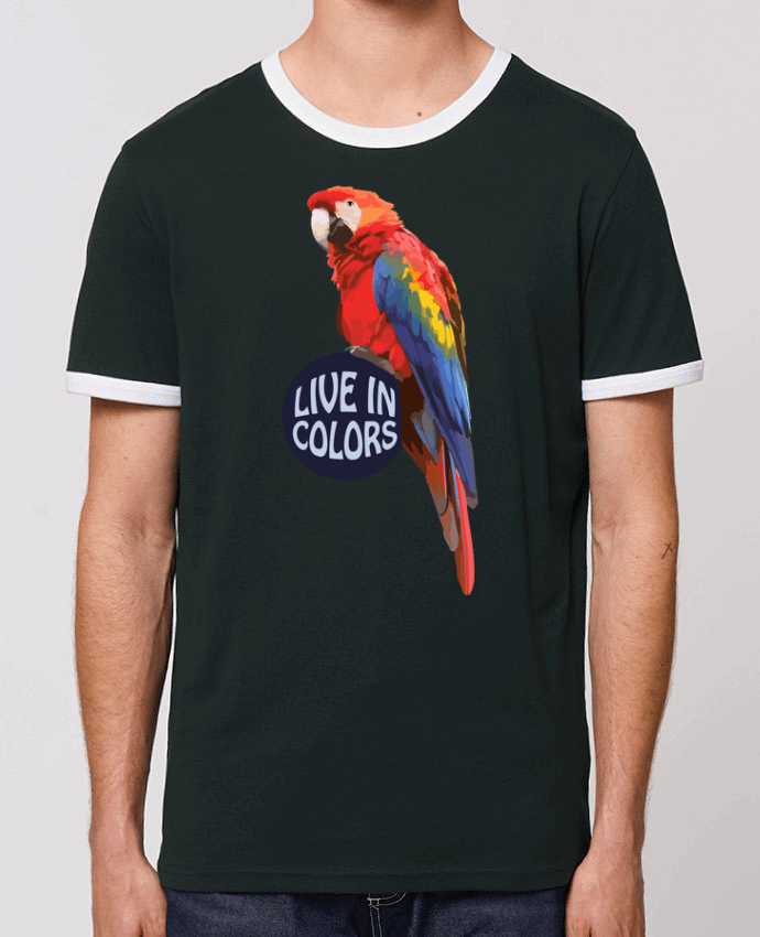 Unisex ringer t-shirt Ringer Perroquet - Live in colors by justsayin