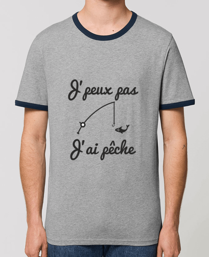 T-Shirt Contrasté Unisexe Stanley RINGER J'peux pas j'ai pêche,tee shirt pécheur,pêcheur by Benichan