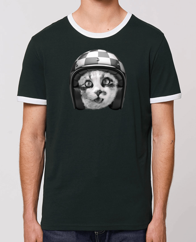Unisex ringer t-shirt Ringer Biker cat by justsayin