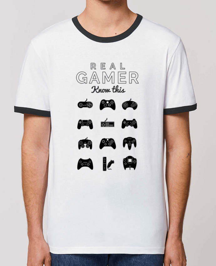 Unisex ringer t-shirt Ringer Real gamer jeux video by 