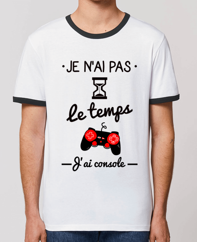 CAMISETA BORDES EN CONTRASTE UNISEX Stanley RINGER Pas le temps, j'ai console, tee shirt geek,gamer por Benichan