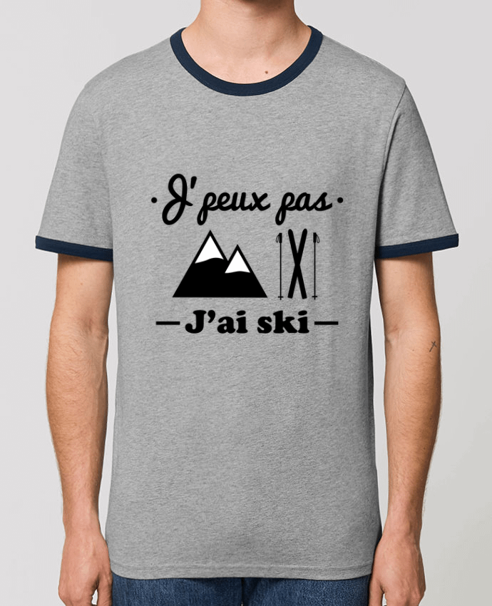 Unisex ringer t-shirt Ringer J'peux pas j'ai ski by Benichan