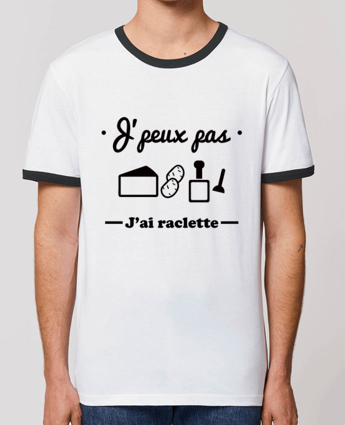 Unisex ringer t-shirt Ringer J'peux pas j'ai raclette by Benichan