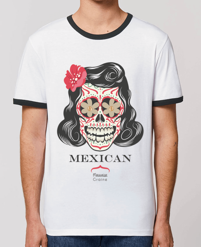 Unisex ringer t-shirt Ringer Mexican crane by Mauvaise Graine