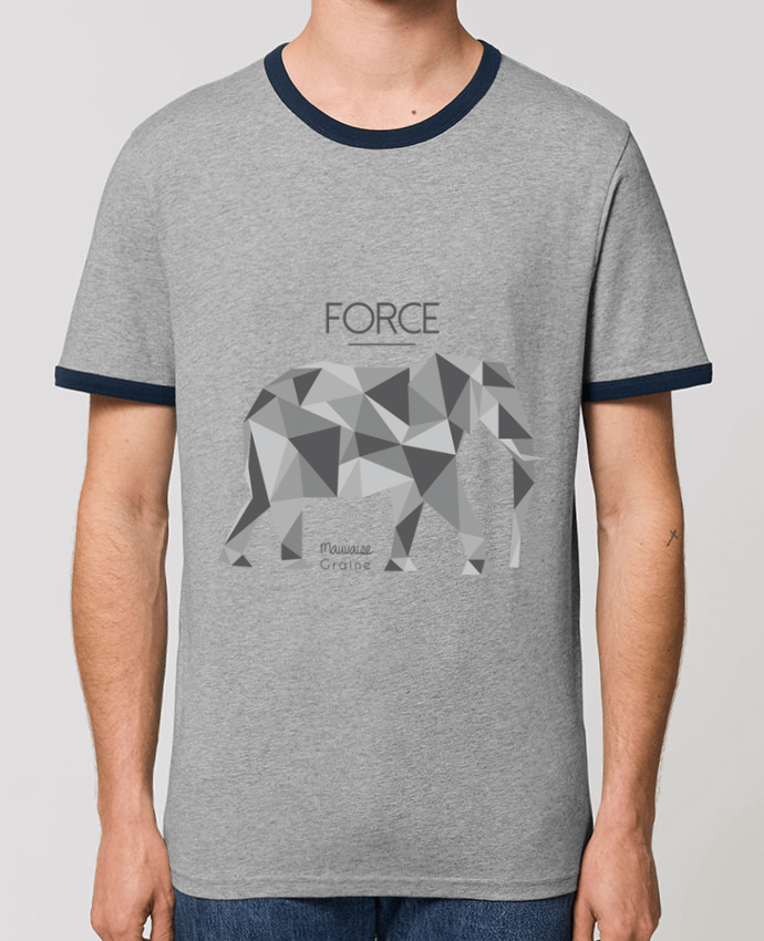 Unisex ringer t-shirt Ringer Force elephant origami by Mauvaise Graine