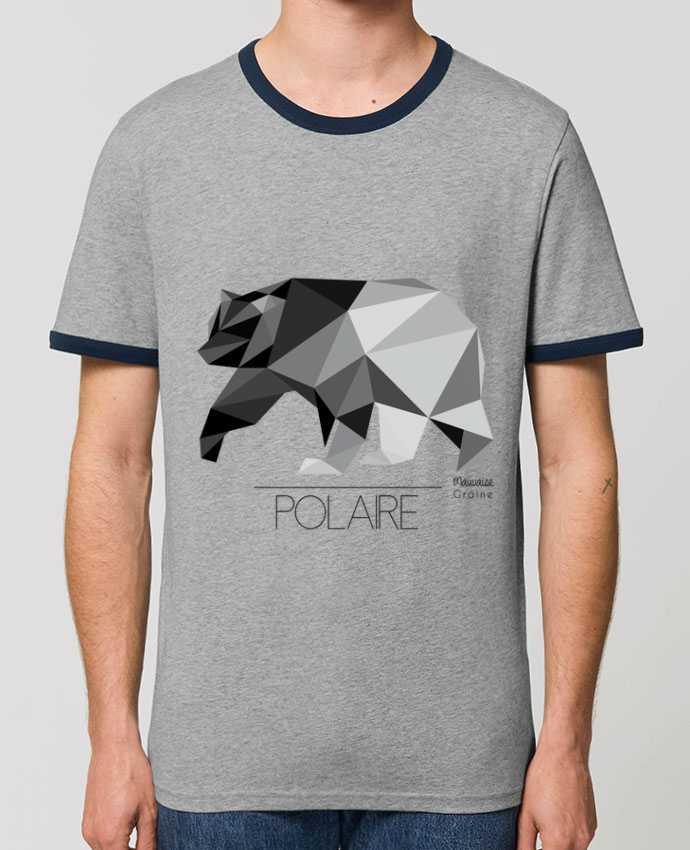 Unisex ringer t-shirt Ringer Ours polaire origami by Mauvaise Graine