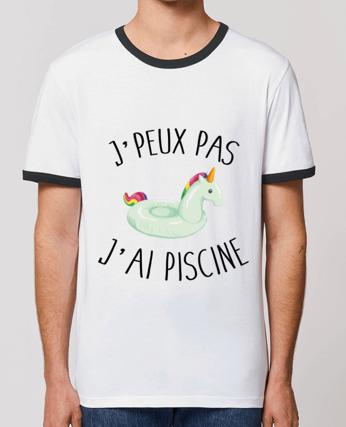 Unisex ringer t-shirt Ringer Je peux pas j'ai piscine by FRENCHUP-MAYO