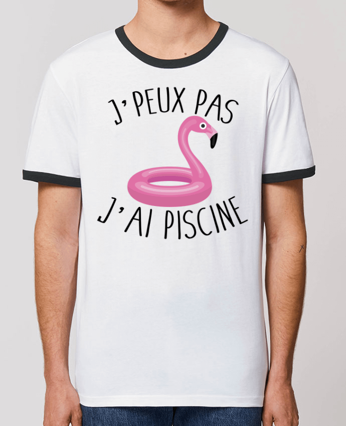 Unisex ringer t-shirt Ringer Je peux pas j'ai piscine by FRENCHUP-MAYO