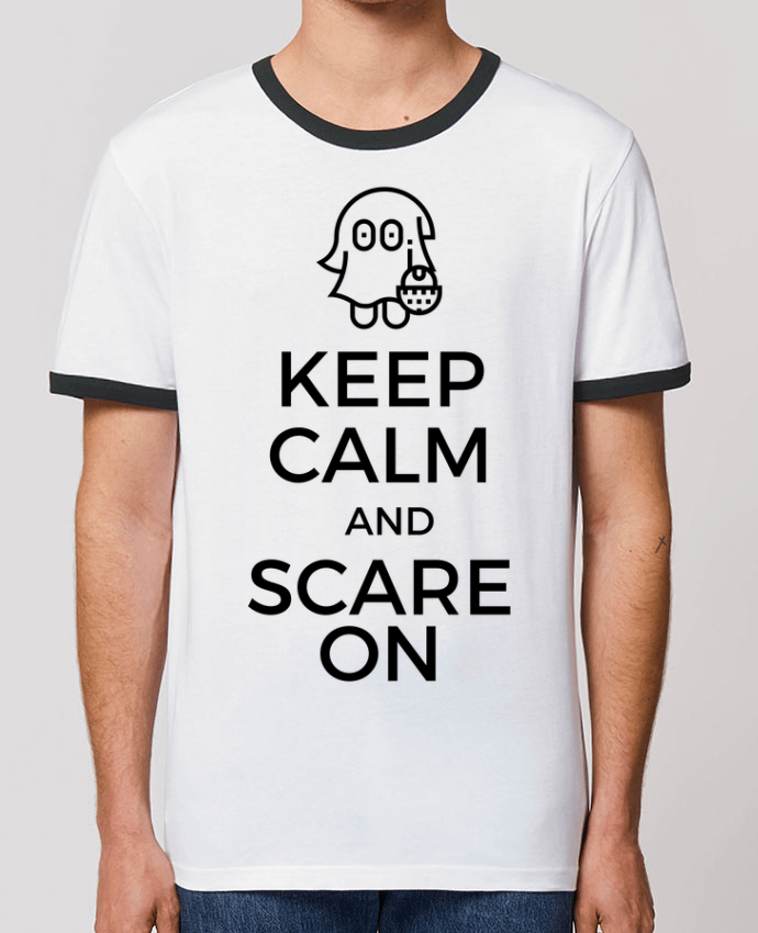 Unisex ringer t-shirt Ringer Keep Calm and Scare on Ghost by tunetoo
