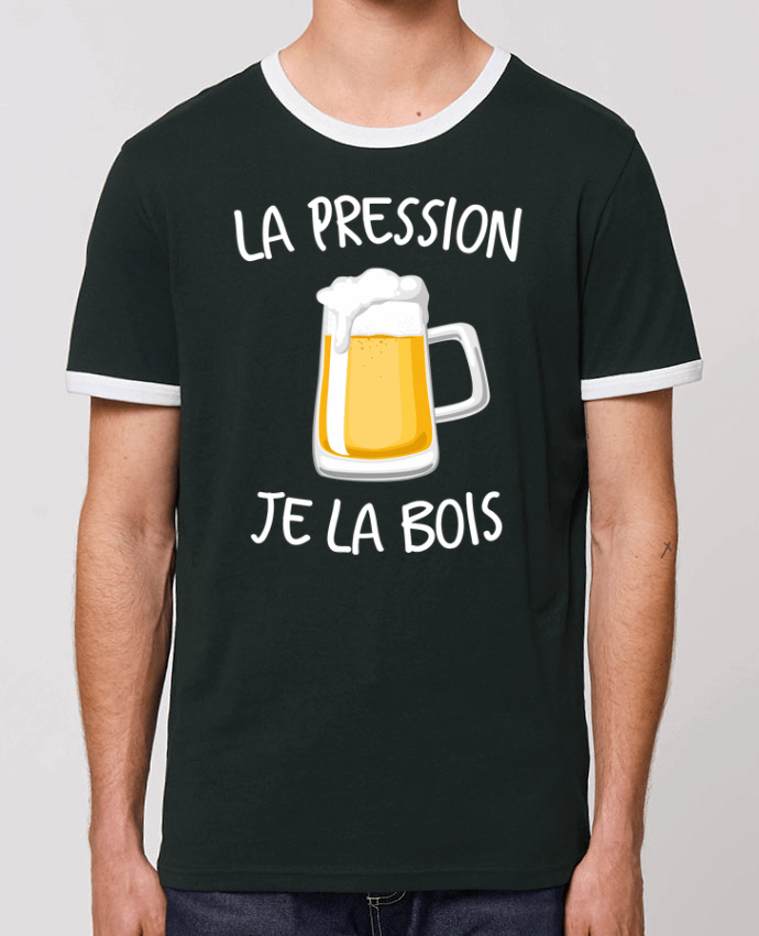 Unisex ringer t-shirt Ringer La pression je la bois by FRENCHUP-MAYO