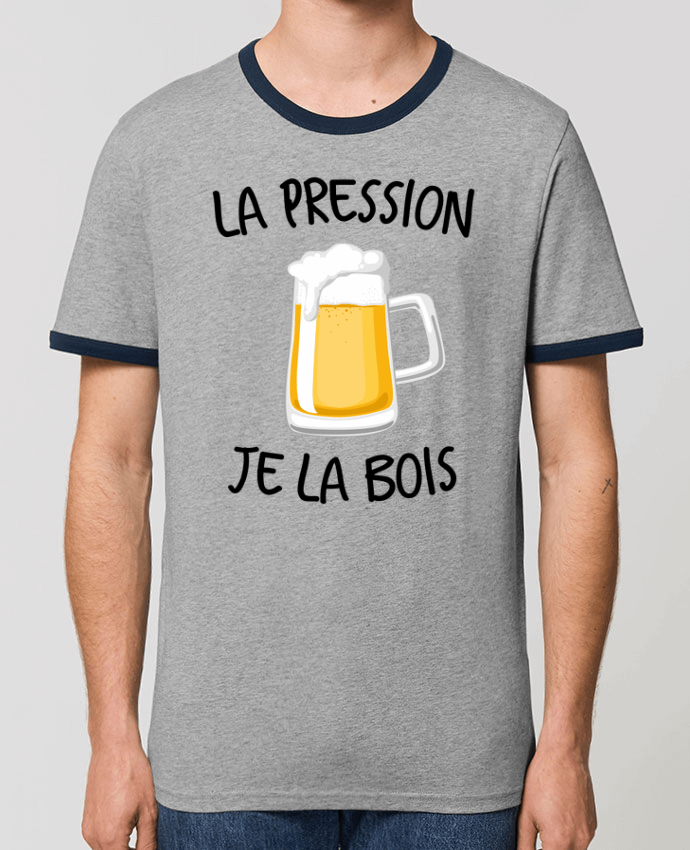 CAMISETA BORDES EN CONTRASTE UNISEX Stanley RINGER La pression je la bois por FRENCHUP-MAYO