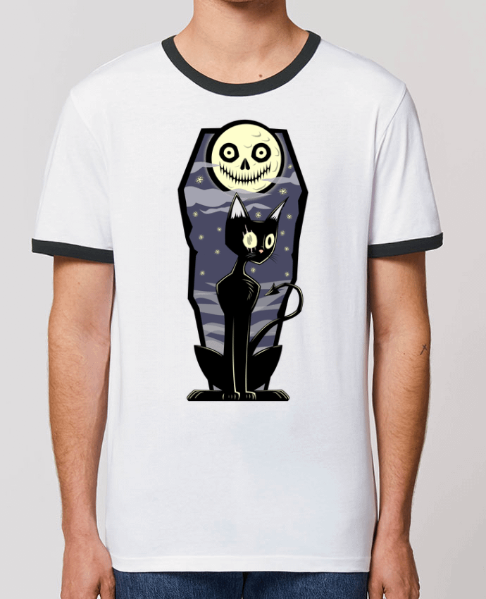 Unisex ringer t-shirt Ringer Coffin Cat by SirCostas