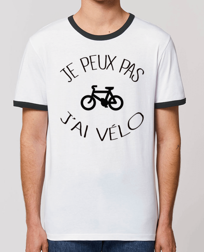 Unisex ringer t-shirt Ringer Je peux pas j'ai vélo by Freeyourshirt.com