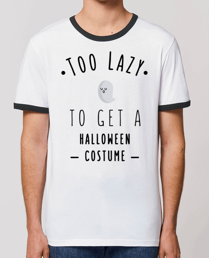 Unisex ringer t-shirt Ringer Too Lazy to get a Halloween Costume by tunetoo