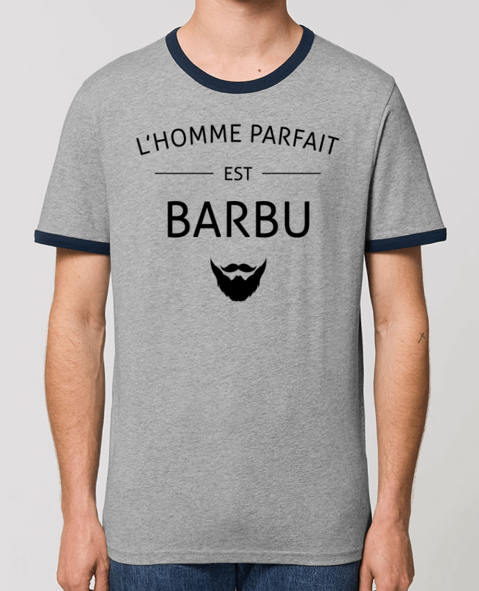 Unisex ringer t-shirt Ringer L'homme byfait est barbu by La boutique de Laura