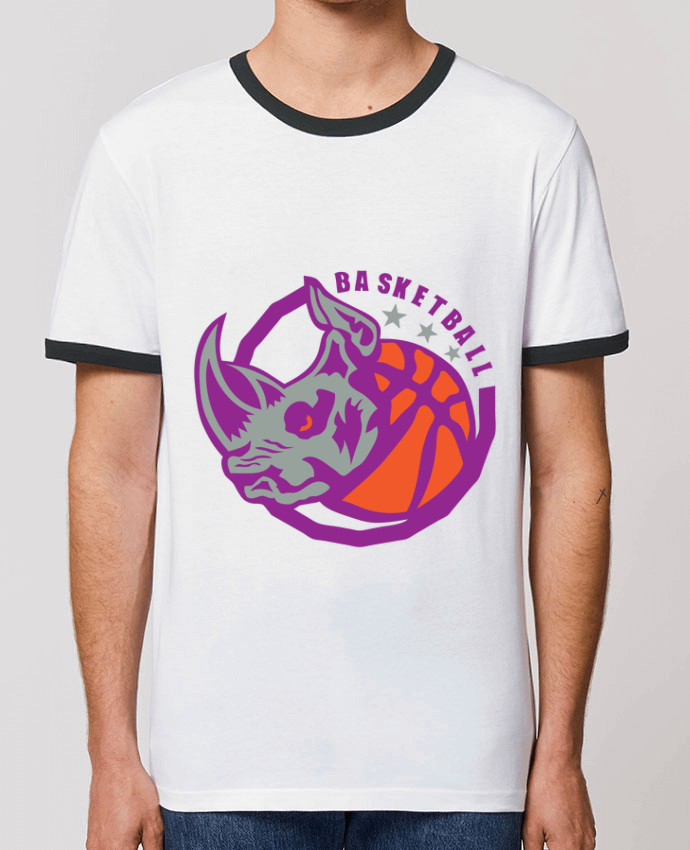 Unisex ringer t-shirt Ringer basketball  rhinoceros logo sport club team by Achille