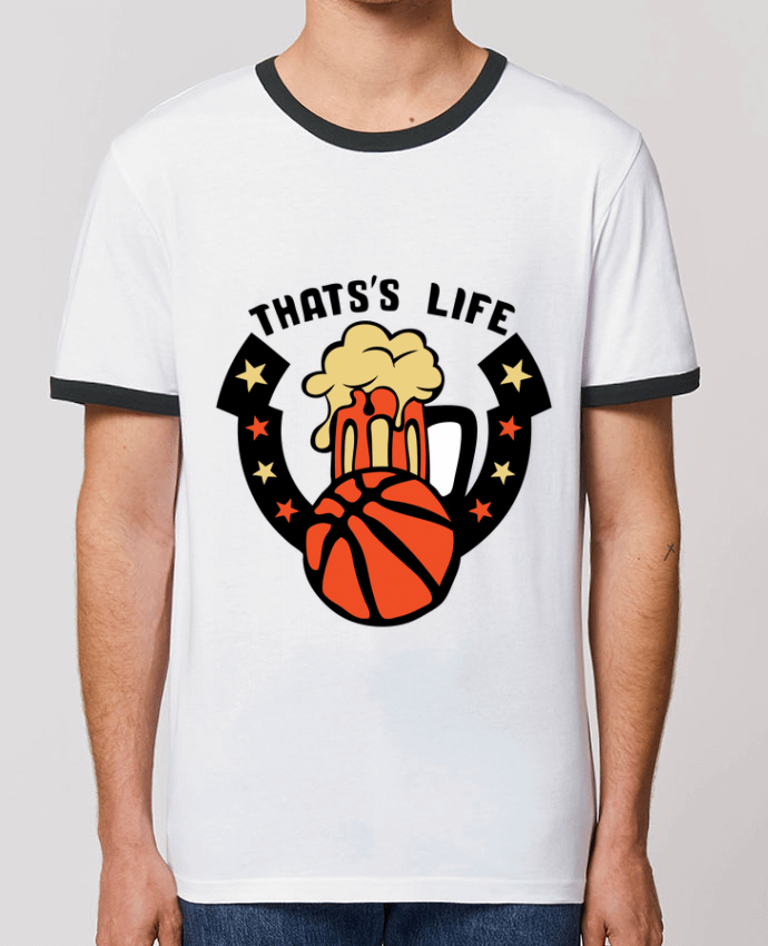 Unisex ringer t-shirt Ringer basketball biere citation thats s life message by Achille