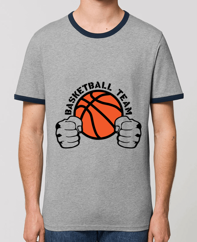 T-Shirt Contrasté Unisexe Stanley RINGER basketball team poing ferme logo equipe by Achille
