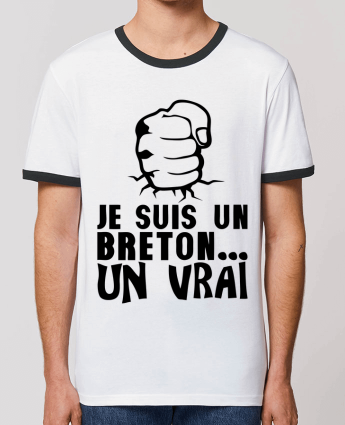 Unisex ringer t-shirt Ringer breton vrai veritable citation humour by Achille