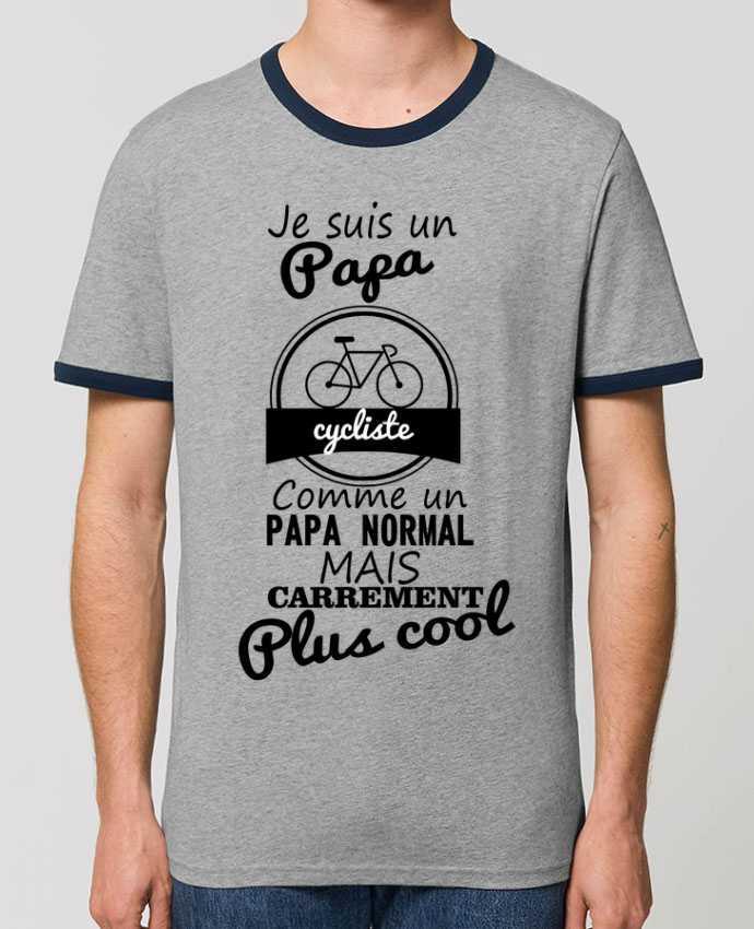 Unisex ringer t-shirt Ringer Je suis un papa cycliste comme un papa normal mais carrément plus cool by Benichan