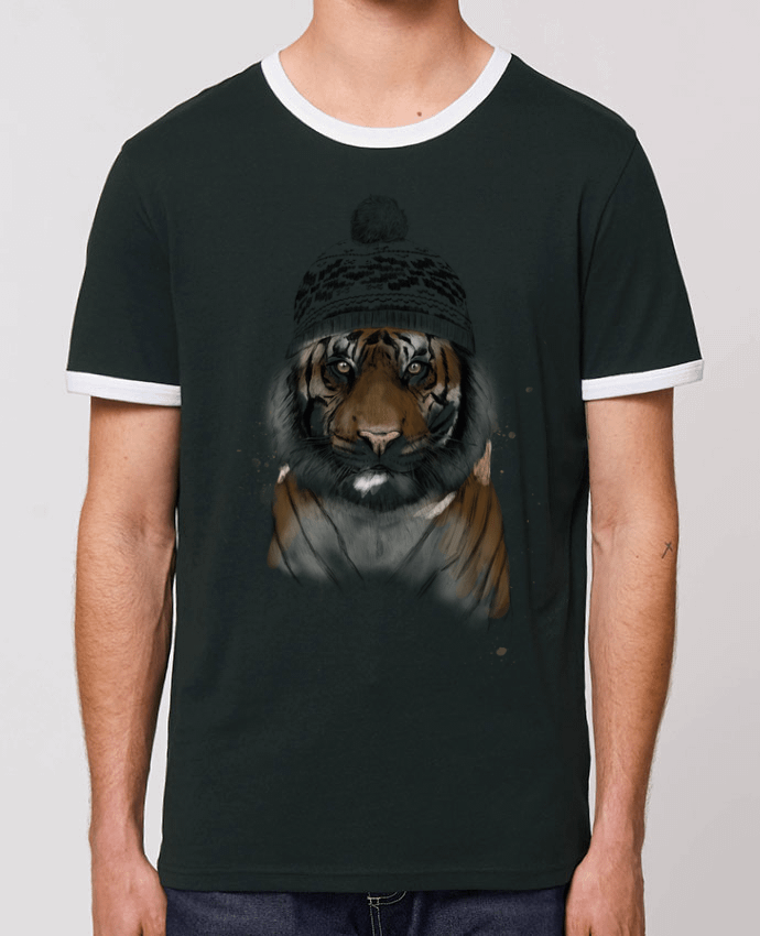 Unisex ringer t-shirt Ringer Siberian tiger by Balàzs Solti